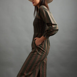 Theodora Jumpsuit - Chevron Fern Red - Image 2