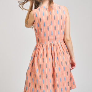 Kerala Placket Dress - Peach Ikat - Image 9
