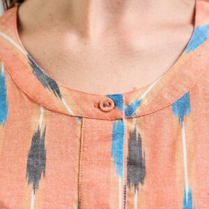 Kerala Placket Dress - Peach Ikat - Image 10