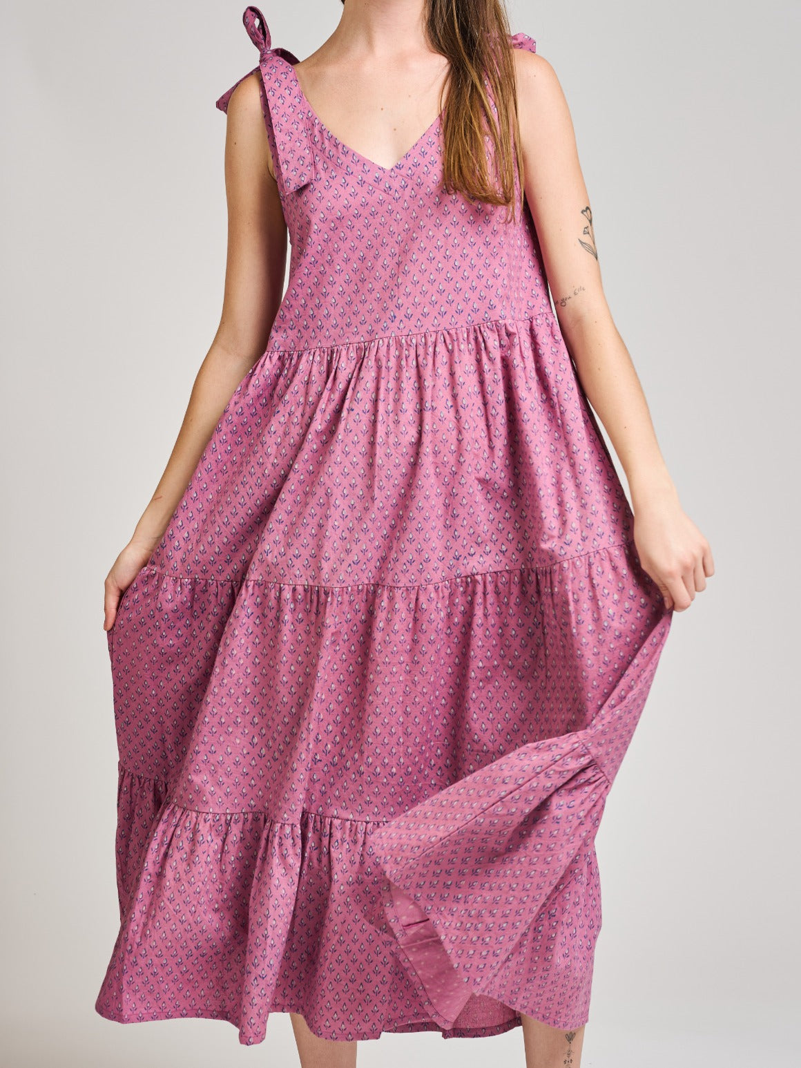 Lorelei Tiered Dress - Purple Buds - Image 6