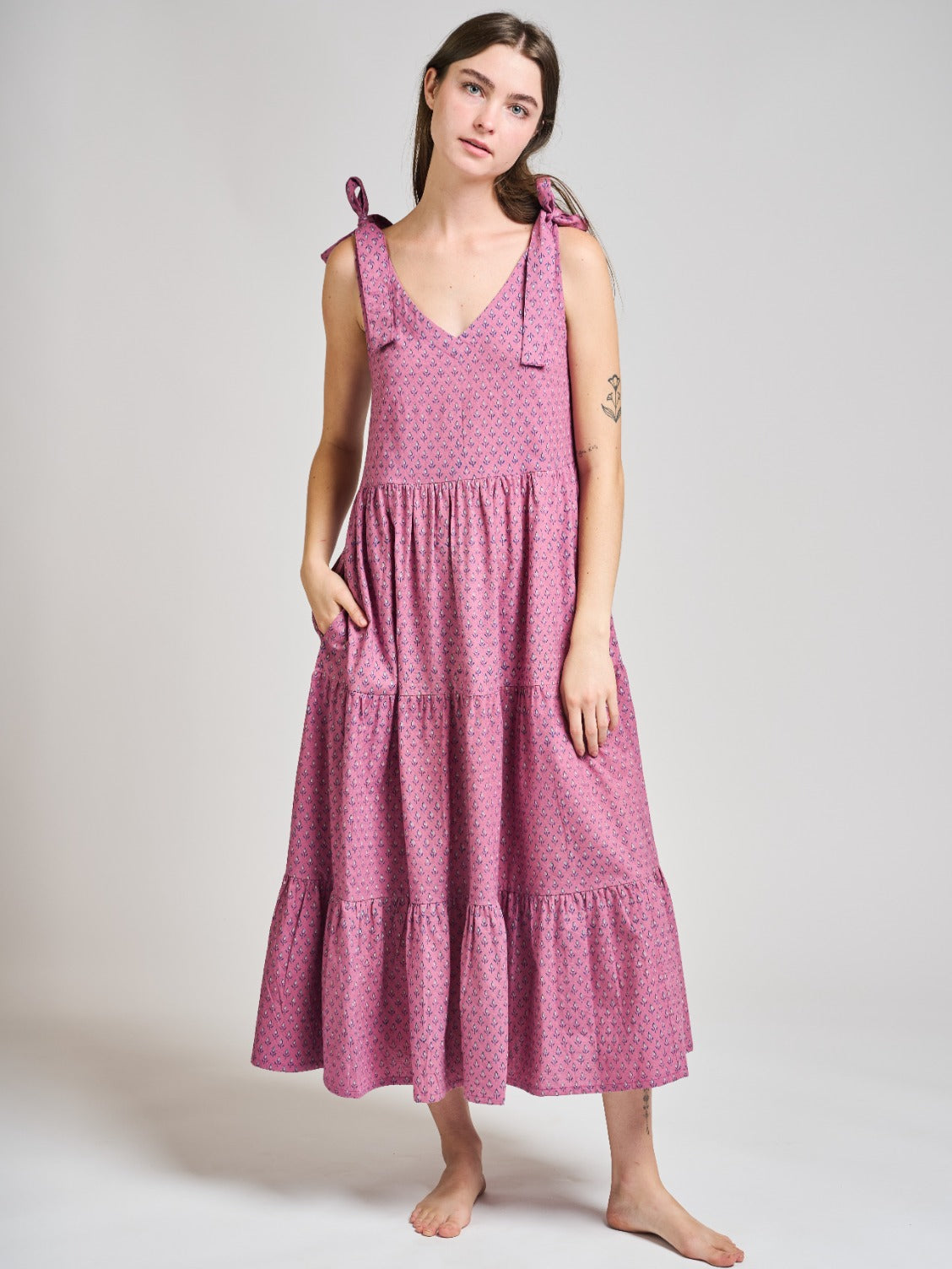 Lorelei Tiered Dress - Purple Buds - Image 4