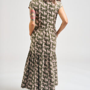 Tiered Jersey Dress - Leopard Green - Image 4