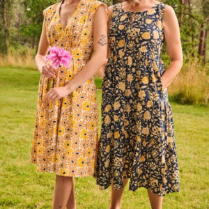 Thais Tiered Sleeveless Dress - Navy Botanical - Image 8