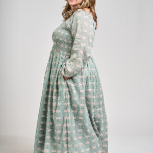 Hailee Smocked Plus Size Midi Dress - Aegean Teal Floral - Image 2