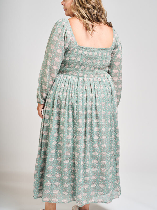 Hailee Smocked Plus Size Midi Dress - Aegean Teal Floral - Image 3