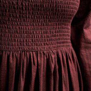 Hailee Smocked Plus Size Midi Dress - Maroon Plaid - Image 4