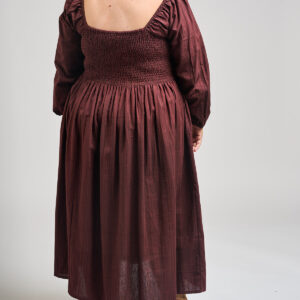 Hailee Smocked Plus Size Midi Dress - Maroon Plaid - Image 3