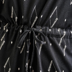 Abby Drawstring Plus Size Dress - Diamond Vine Black - Image 5