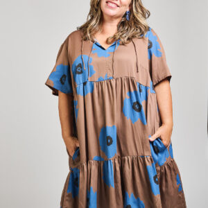 Adelaide Tiered Plus Size Mini Dress - Dark Oak - Image 1