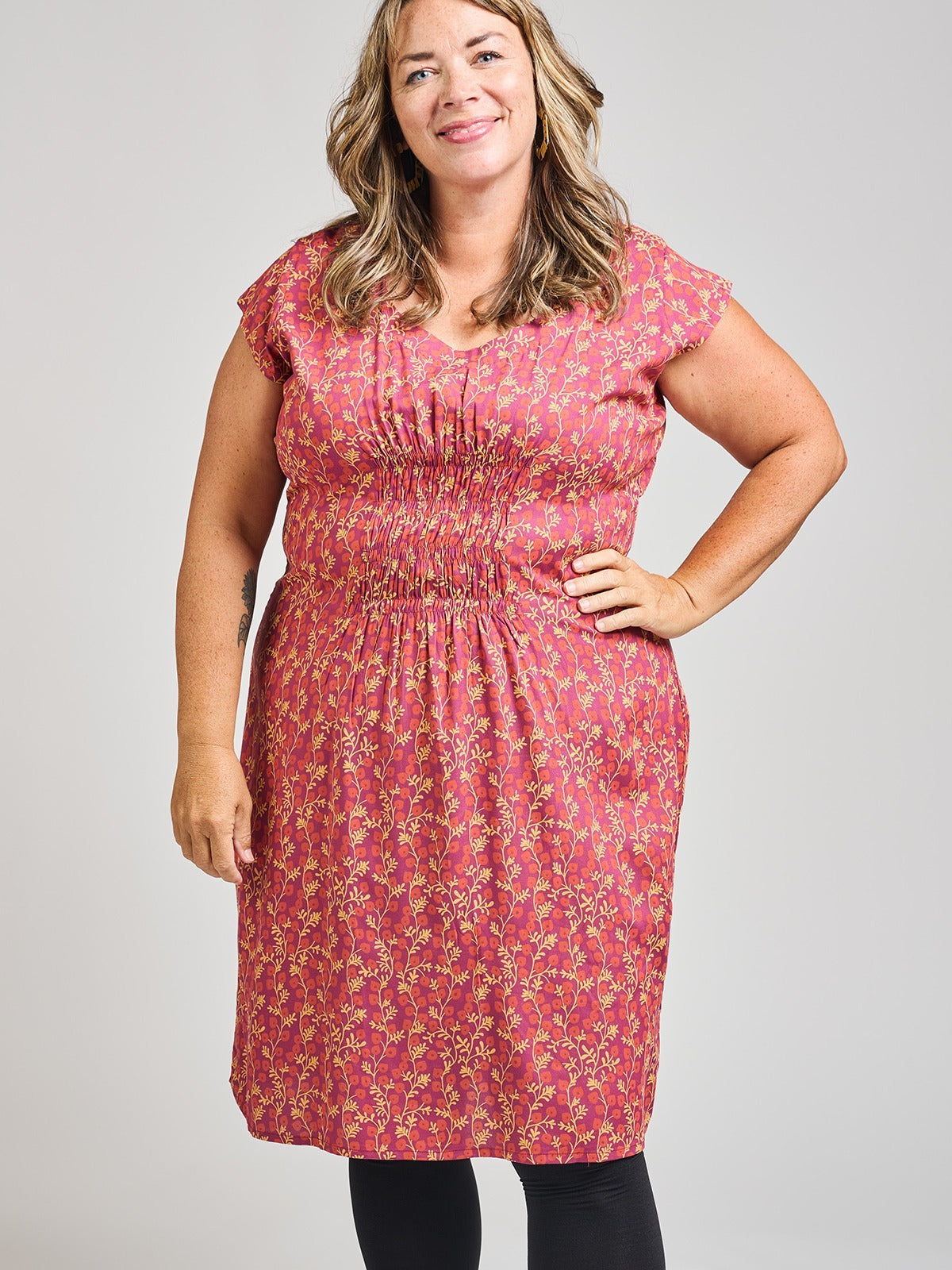 Artsy Traveler Plus Size Dress - Berry Poppy - Image 1