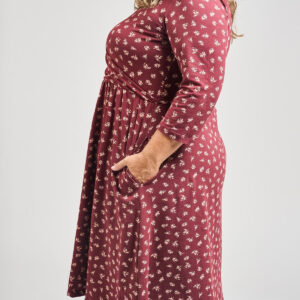 Callie 3/4 Sleeve Plus Size Wrap Dress - Burgundy Bouquet - Image 3