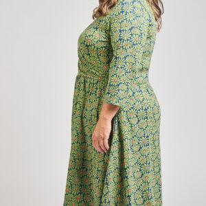 Callie 3/4 Sleeve Plus Size Wrap Dress - Olive Floral - Image 2