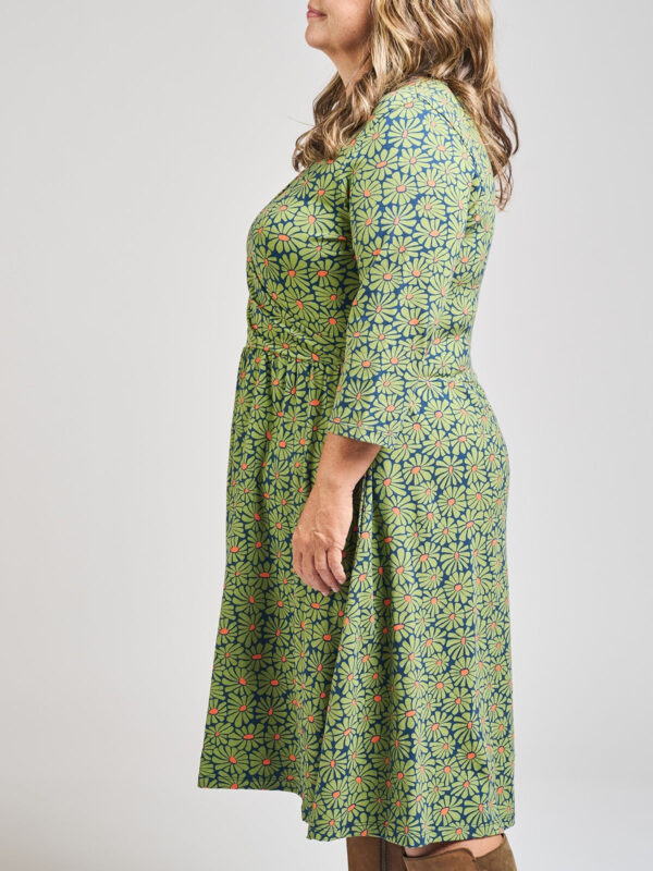 Callie 3/4 Sleeve Plus Size Wrap Dress - Olive Floral - Image 2