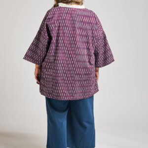 Relaxed Plus Size Jacket - Plum Ikat - Image 4