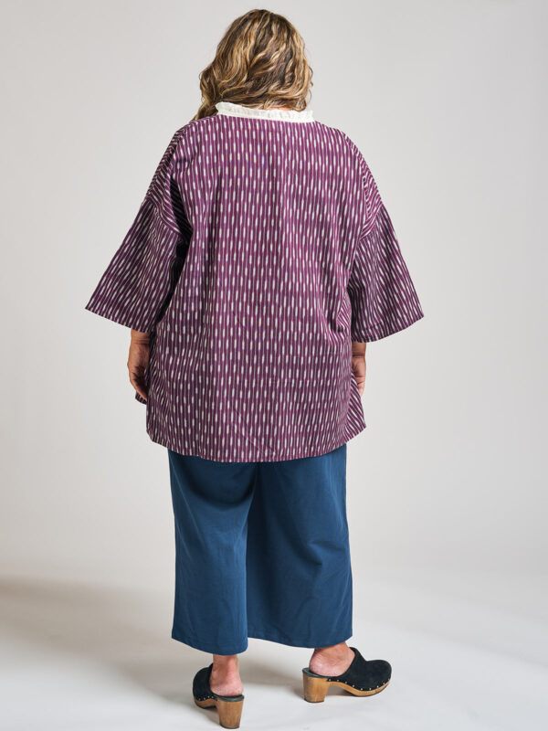 Relaxed Plus Size Jacket - Plum Ikat - Image 4