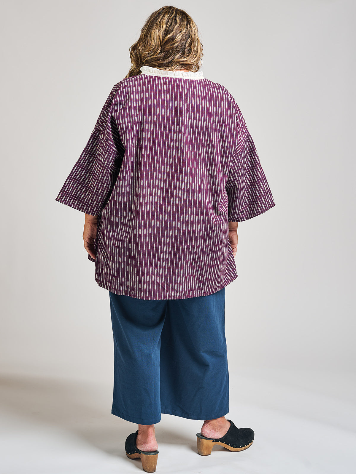 Relaxed Plus Size Jacket - Plum Ikat - Image 4