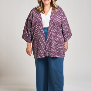Relaxed Plus Size Jacket - Plum Ikat - Image 1