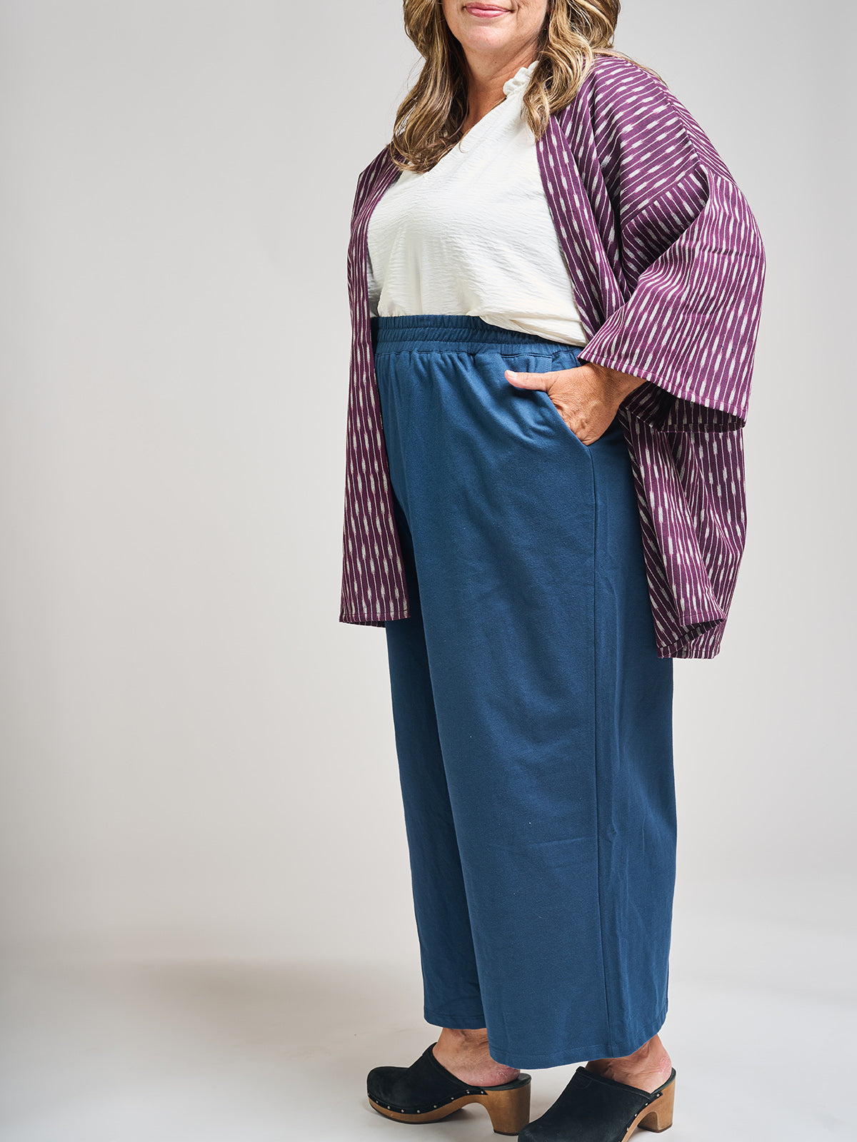 Relaxed Plus Size Jacket - Plum Ikat - Image 2