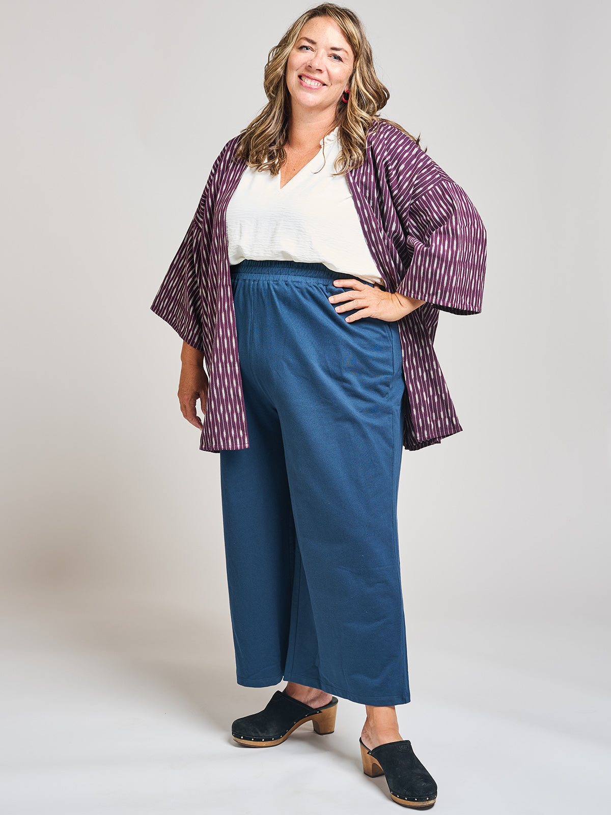Relaxed Plus Size Jacket - Plum Ikat - Image 3