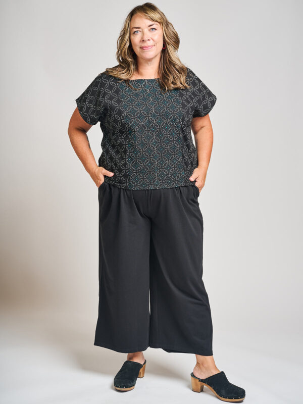 Fae Wide Leg Plus Size Pant - Black Jersey - Image 3