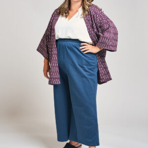 Fae Wide Leg Plus Size Pant - Loop Knit Blue - Image 4