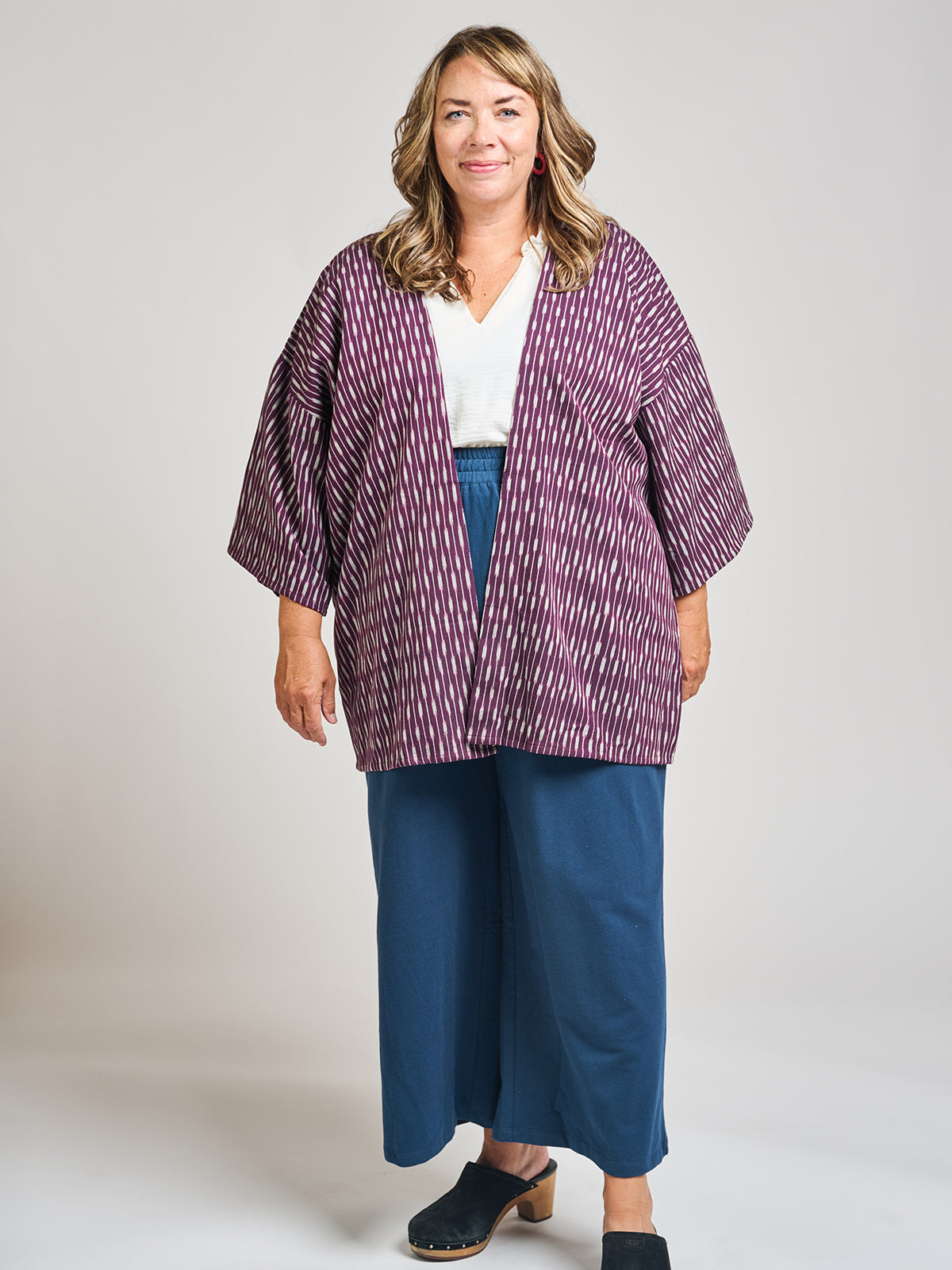 Fae Wide Leg Plus Size Pant - Loop Knit Blue - Image 5