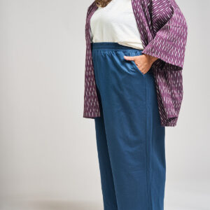 Fae Wide Leg Plus Size Pant - Loop Knit Blue - Image 6