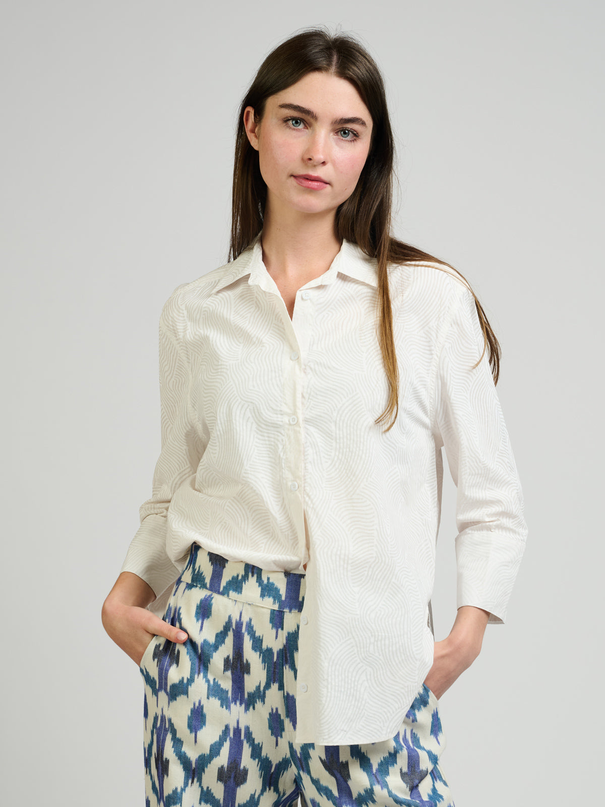 Mae Oversized Shirt - White Waves - Image 6