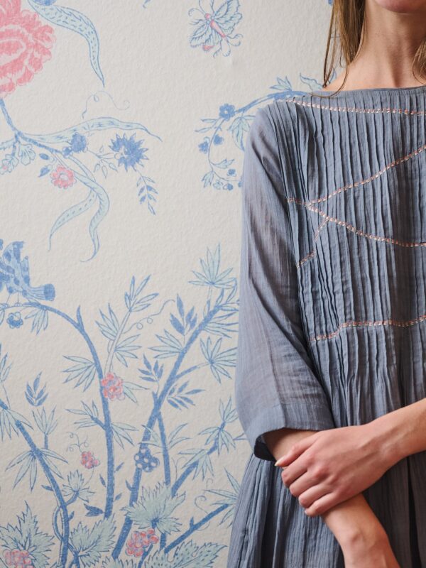 Alma Pintucked Dress - Slate Blue - Image 4