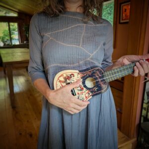 Alma Pintucked Dress - Slate Blue - Image 6