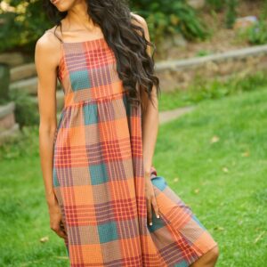 Ivy Midi Dress - Persimmon Plaid - Image 2