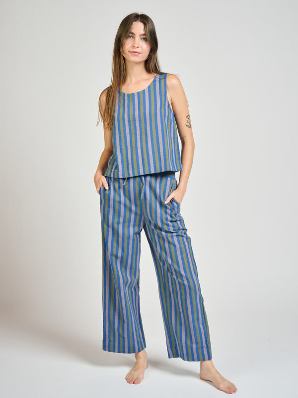 Emmy Drawstring Pant - Lavender Stripe - Image 2
