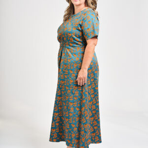 Artsy Traveler Plus Size Midi Dress - Teal Floral - Image 2