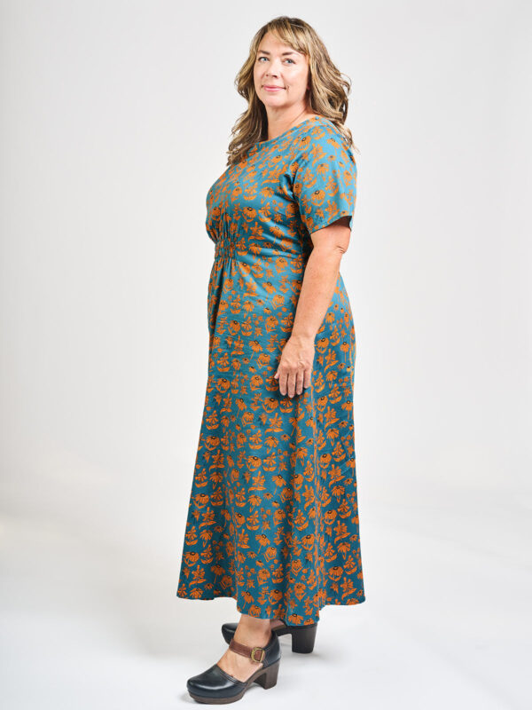 Artsy Traveler Plus Size Midi Dress - Teal Floral - Image 2