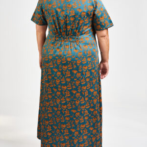 Artsy Traveler Plus Size Midi Dress - Teal Floral - Image 4