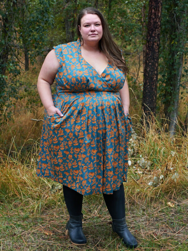 Lucille Plus Size Dress - Teal Floral - Image 6