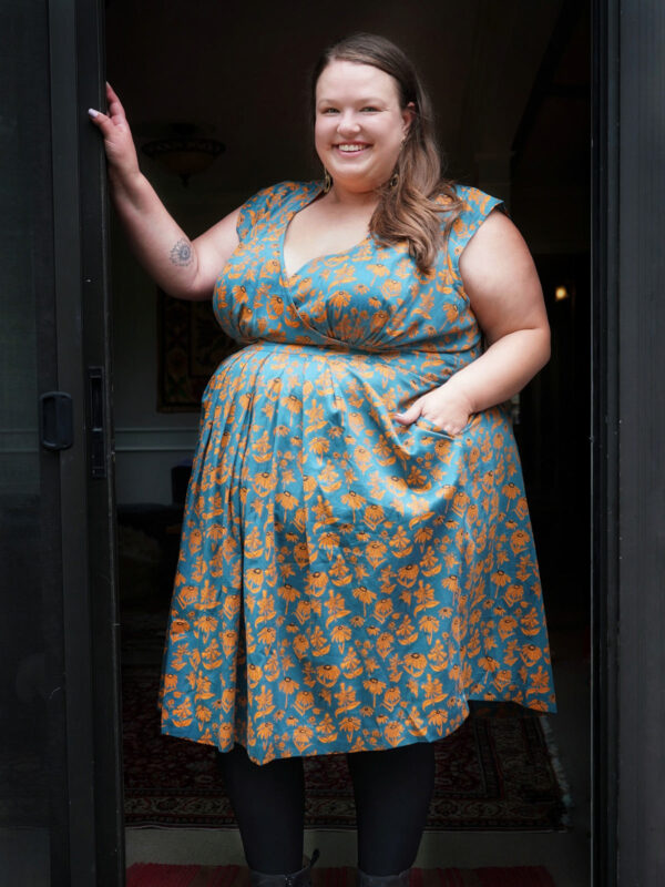 Lucille Plus Size Dress - Teal Floral - Image 5