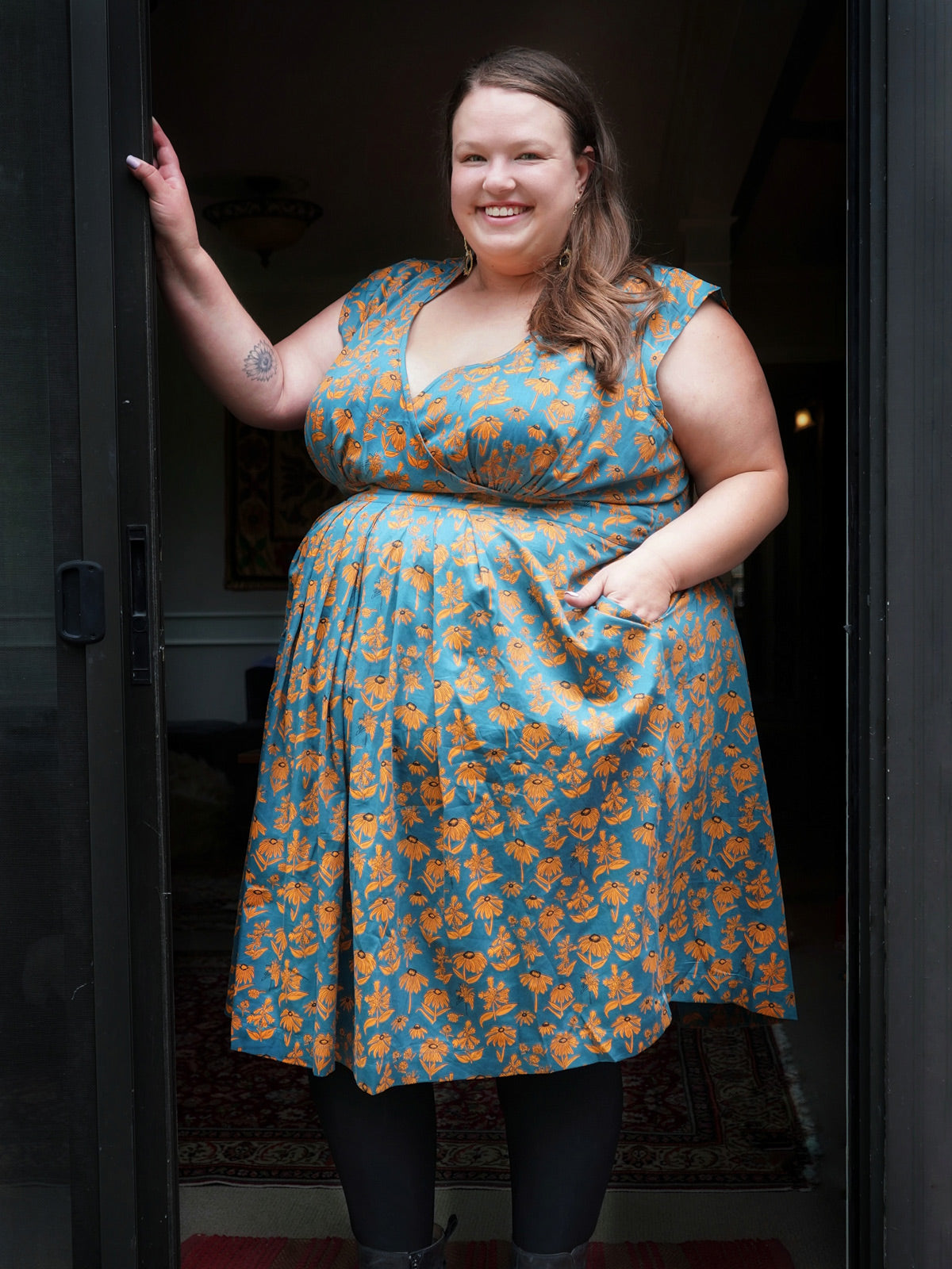 Lucille Plus Size Dress - Teal Floral - Image 5