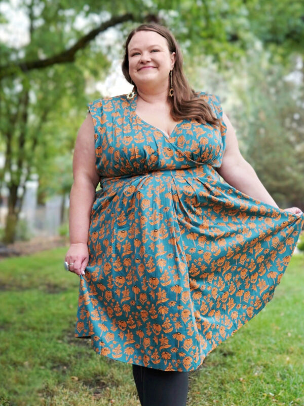 Lucille Plus Size Dress - Teal Floral - Image 7