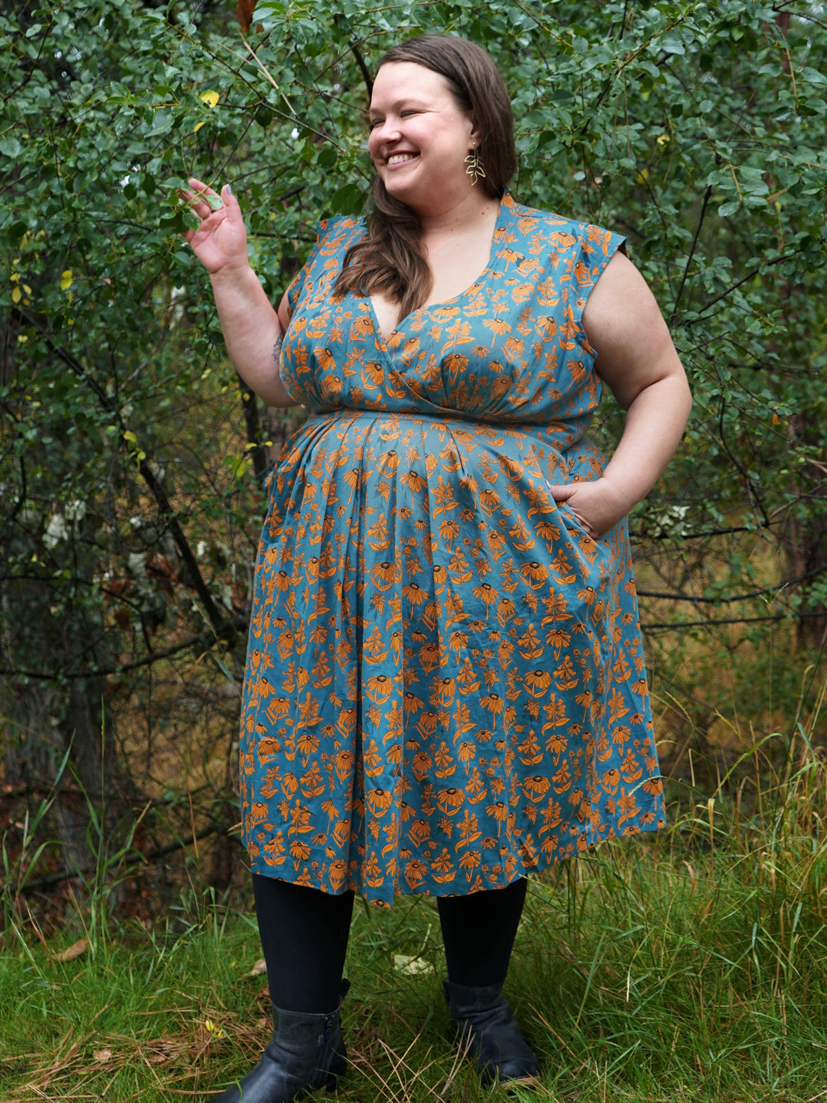 Lucille Plus Size Dress - Teal Floral - Image 8