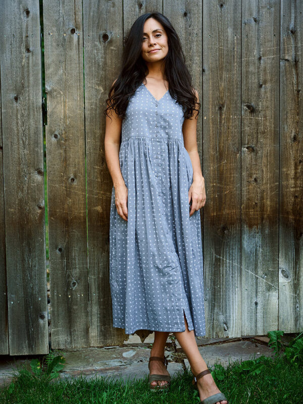 Olivia Dress - Slate Blue Dots - Image 2