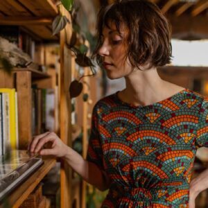 Artsy Traveler Midi Dress - Mosaic Fan - Image 2