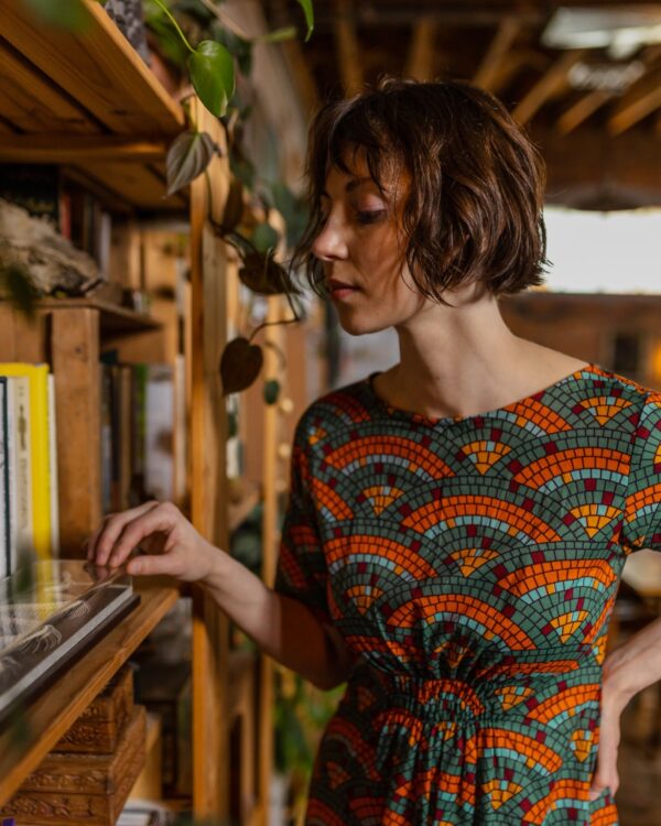 Artsy Traveler Midi Dress - Mosaic Fan - Image 2