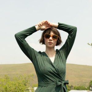 Katie Maxi Wrap Dress - Diamond Vine Dark Sage - Image 2