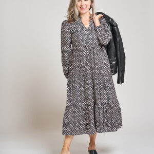 Norah Tiered Dress - Black Botanical - Image 1