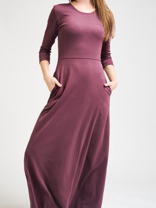 Mumbai Maxi Dress - Eggplant Rib Knit - Image 5