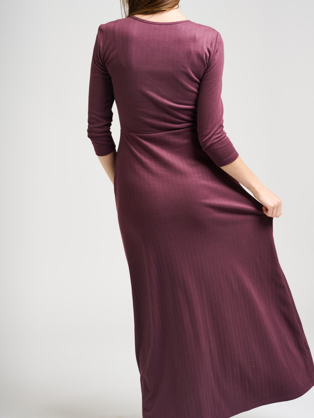 Mumbai Maxi Dress - Eggplant Rib Knit - Image 3