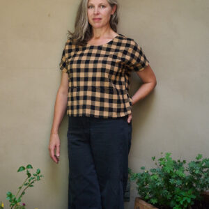 Odelia Top - Black and Tan Gingham - Image 8
