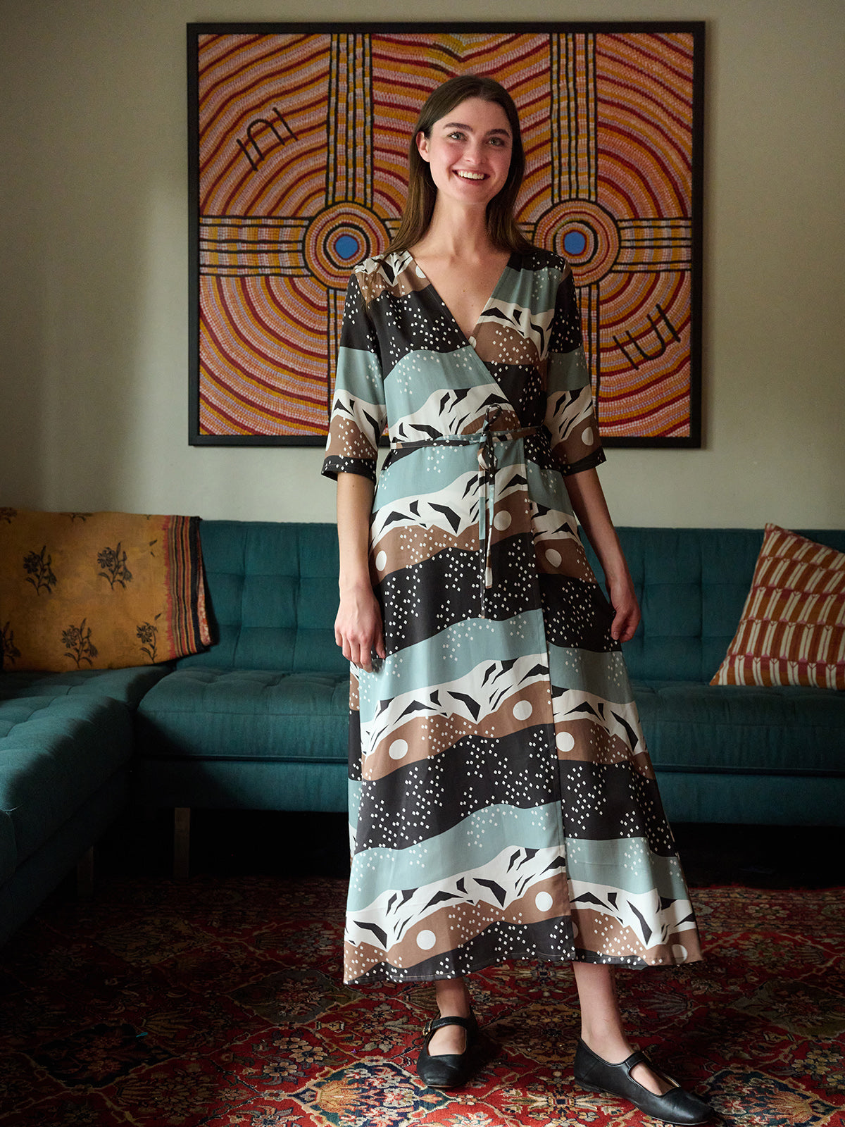 Aditi Wrap Dress - Mountain Stripe - Image 1