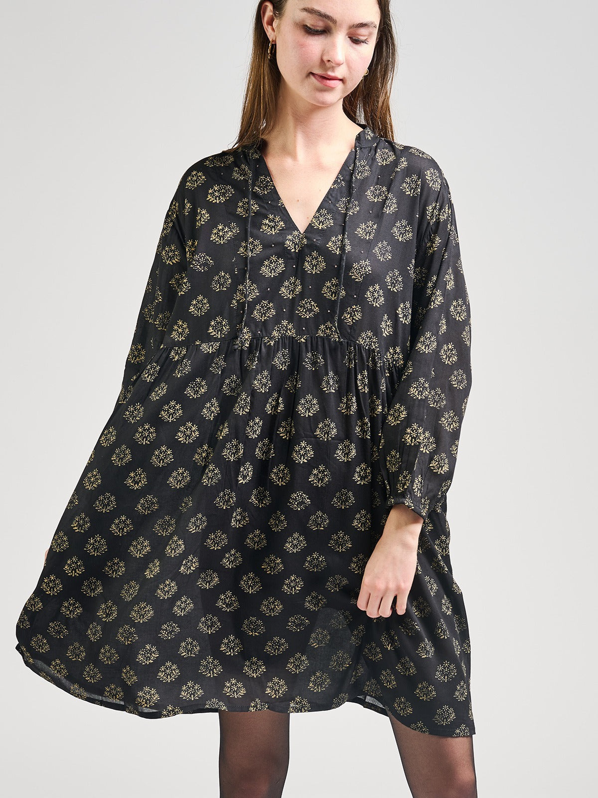 Sohla Mini Dress - Floral Stamp Black - Image 5